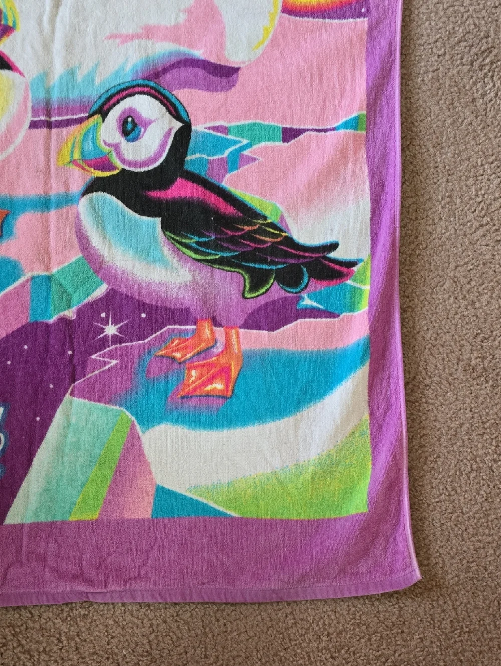 Vintage 90's Lisa Frank Roary Beach Towel